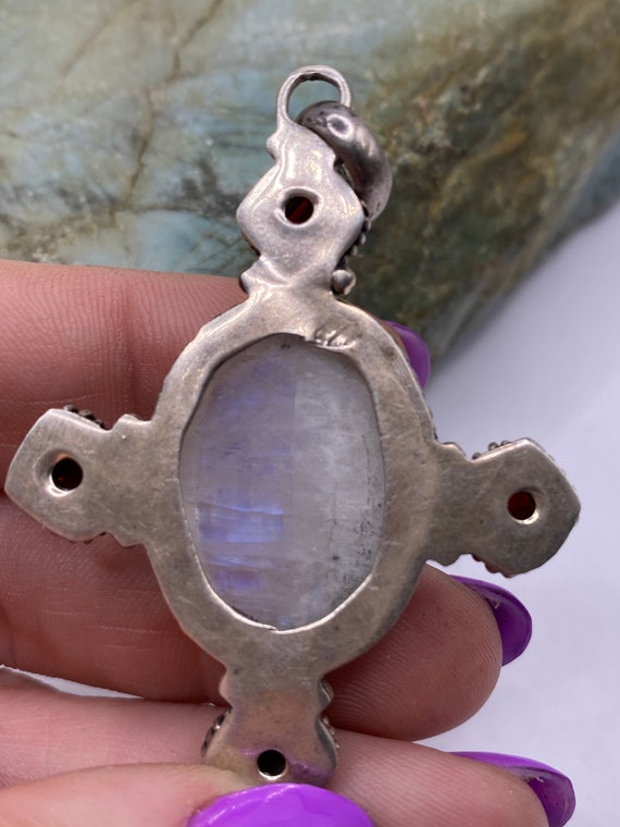 Sterling Silver Statement Rainbow Moonstone and G… - image 3