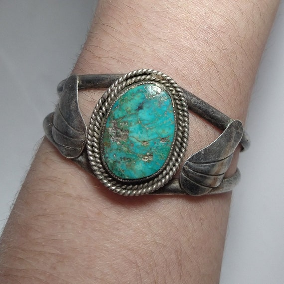 Handmade Wings Vintage Native American Navajo Green Turquoise Sterling Silver Bracelet Handmade Wings Vintage Native American Navajo Green Turquoise Sterling Silver Bracelet