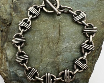 Sterling Silver 11mm Chain Bracelet With Toggle Clasp 7.5