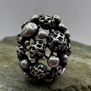 Vintage Sterling Silver Round Bauble Bubble Ring Size 7.5 (5283)