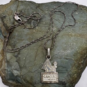 Sterling Silver Cancun Mexico Pendant on 1mm Twist Rope Chain 20&quot; Necklace (3140)