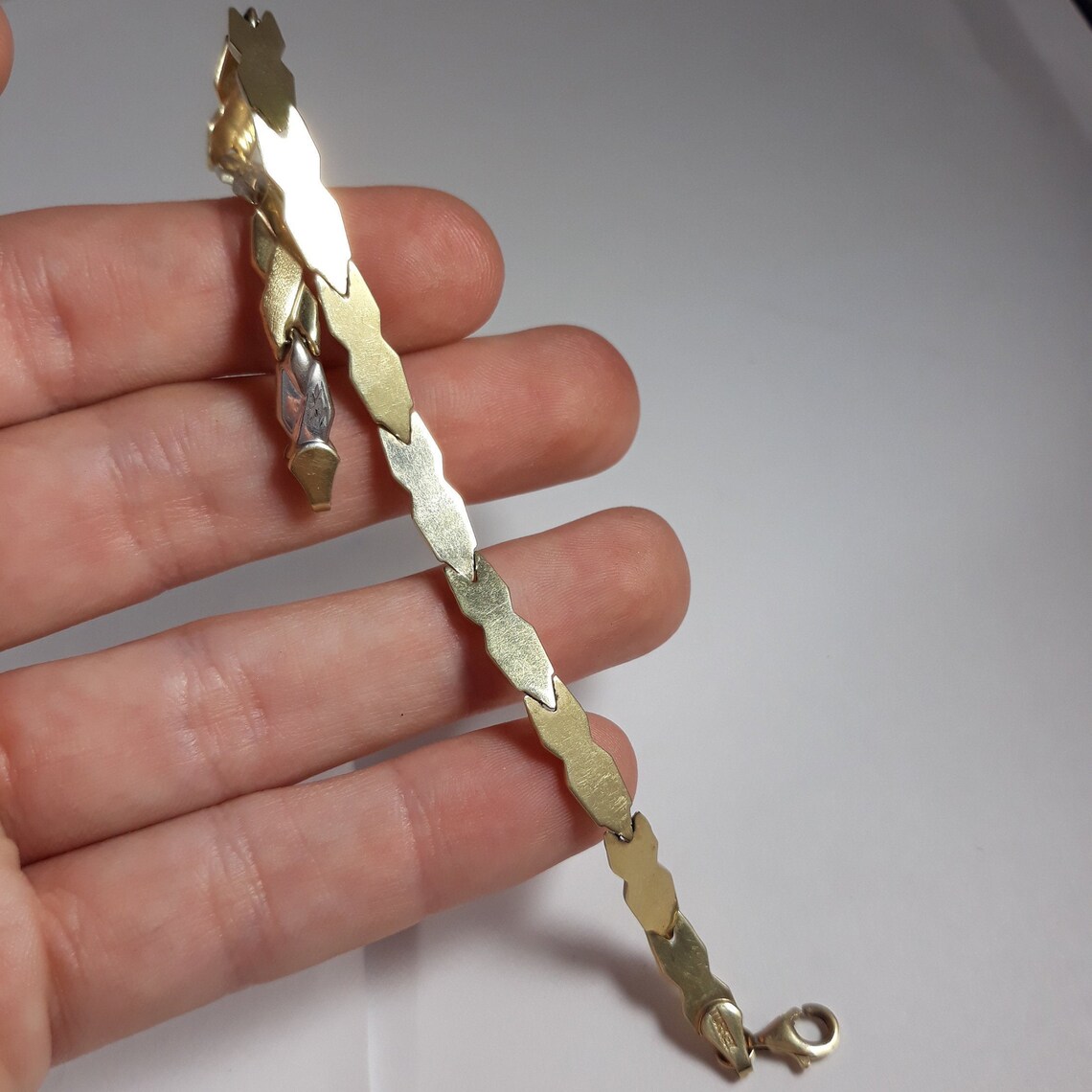Vintage 10K Bracelet 7 Turkey 2 Tone Yellow White Gold Etsy