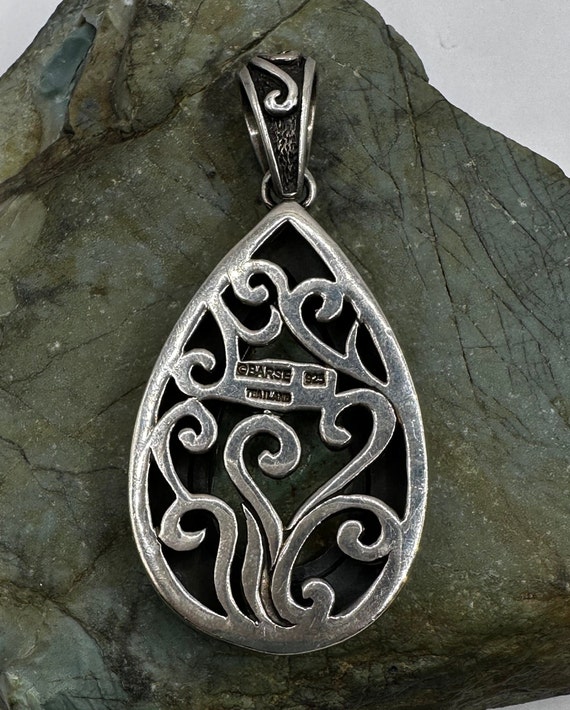 Sterling Silver and Turquoise Thailand Pendant 2.… - image 4