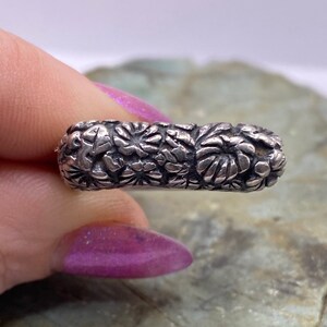 Vintage Sterling Silver Flower Floral Ring sz 10 (969)