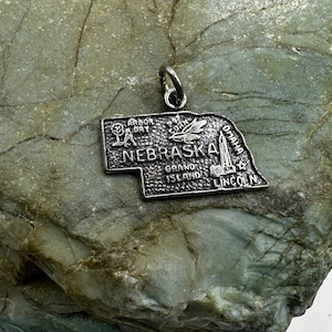 Vintage Sterling Silber Nebraska Souvenir Charm Anhänger 1/2&quot;(3837)