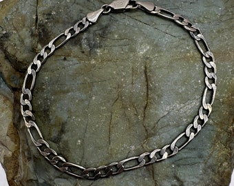 Sterling Silver 4mm Figaro Chain Bracelet 8" (3689)