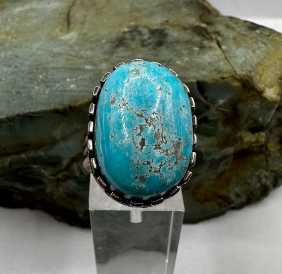 Sterling Silver and California Turquoise Ring sz … - image 1