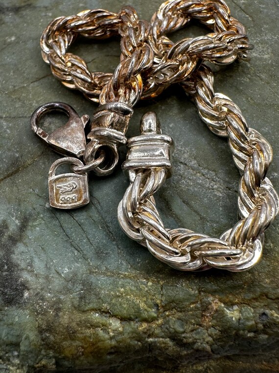 Fine Silver 4mm Solid Twist Rope Chain Bracelet 7… - image 6