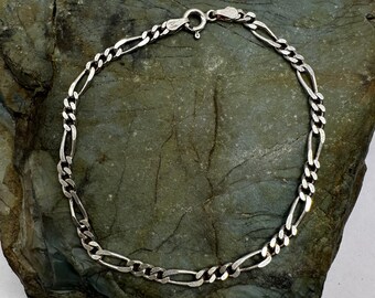 Sterling Silver 3.5mm Figaro Chain Bracelet 7.5" (4787)