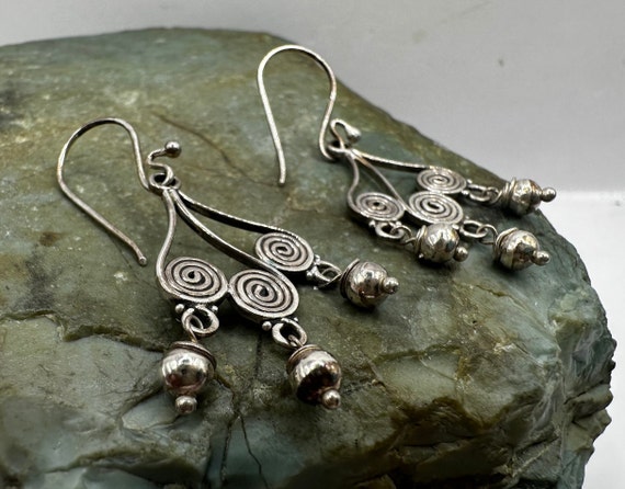 Sterling Silver Spirals Dangle Drop Earrings 1.75… - image 2