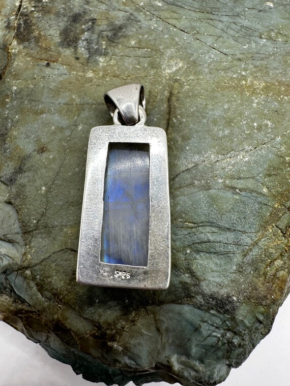 Sterling Silver and Rainbow Moonstone Pendant 1.7… - image 6