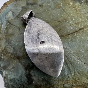 Vintage Sterling Silver and Mother of Pearl Inlay Pendant 1.75
