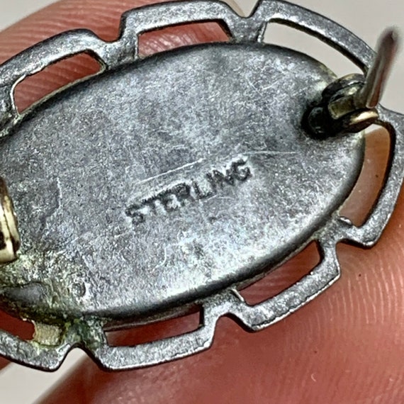Vintage Sterling Silver Blister Pearl Oval Brooch… - image 6