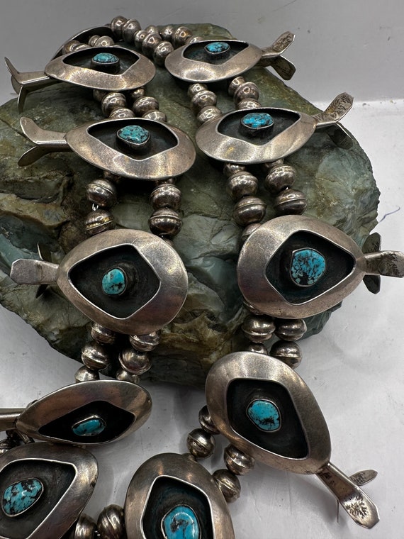 Vintage Sterling Silver and Turquoise Shadowbox S… - image 2