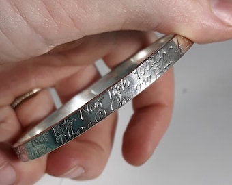 Tiffany & Co 1997 Script Hinged Sterling Bangle With Box and Pouch