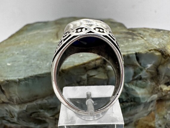 Blue Sapphire Oval Statement Ring Sterling Silver… - image 4