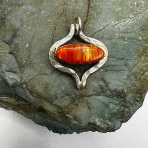 Sterling Silver and Lab Opal Pendant 1&quot; (3641)