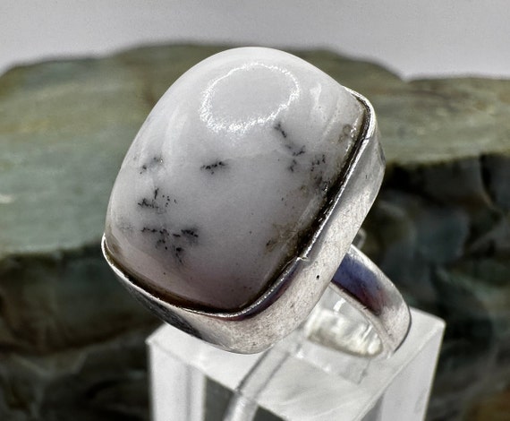 Sterling Silver and Dendritic Opal Ring Size 6.5 … - image 2