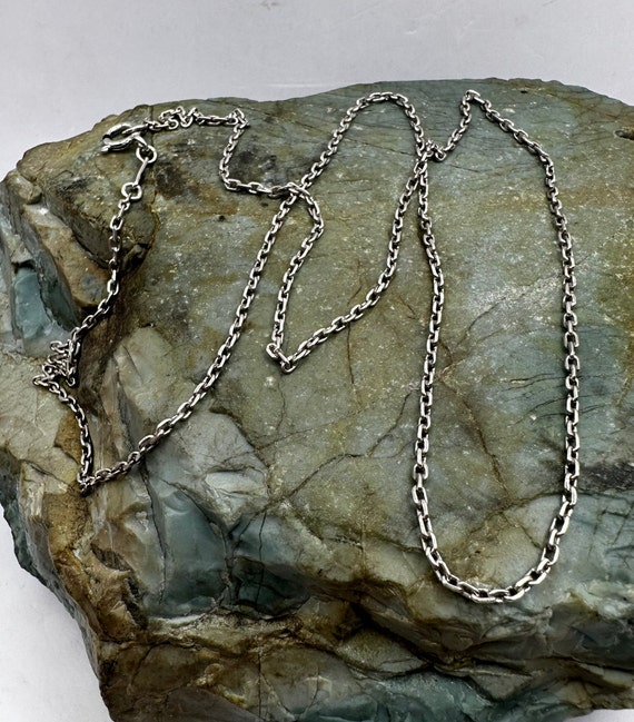 18k White Gold 2mm Cable Chain Necklace 23" (4021) - image 2