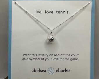 New Chelsea & Charles Sterling Silver Live Love Tennis Pendant on Sterling Silver Satellite Chain Necklace 18" (4986)