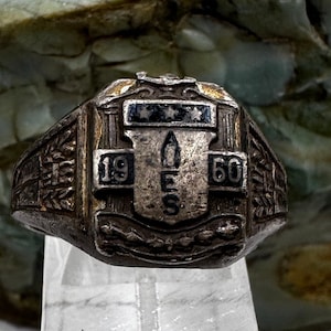 Vintage Sterling Silver 1960 AUES Class Ring sz 9 (3207)
