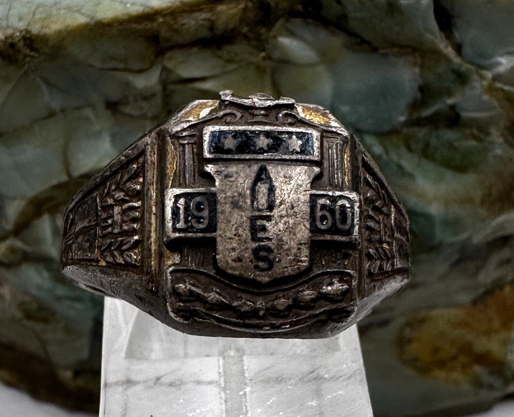 Vintage Sterling Silver 1960 AUES Class Ring sz 9 (3207