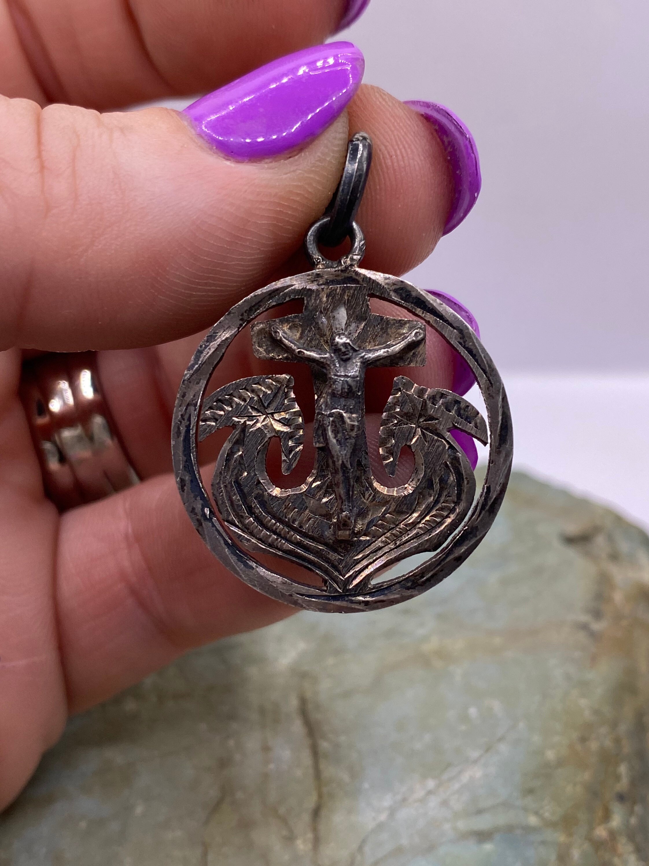 アクセサリー vintage mexico silver 925 pendant Vintage Sterling Silver Mexico Centavos Coin Art Pendant Jesus