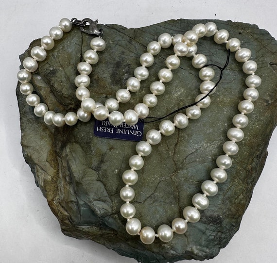 Vintage 6mm Cream Freshwater Pearl Necklace 17" w… - image 1