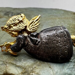 Vintage Danecraft Pewter and Gold Tone Angel with Star Pin 1.5&quot; x 1&quot; (4619)