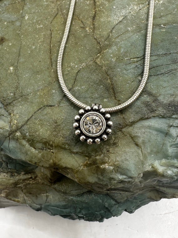 Sterling Silver and Cubic Zirconia Pendant on Ste… - image 3