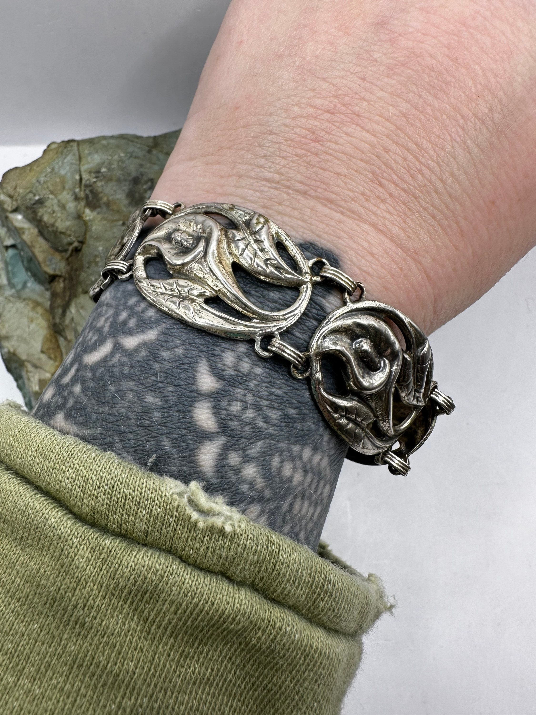 Vintage Sterling Silver Danecraft Repousse Art Nouveau