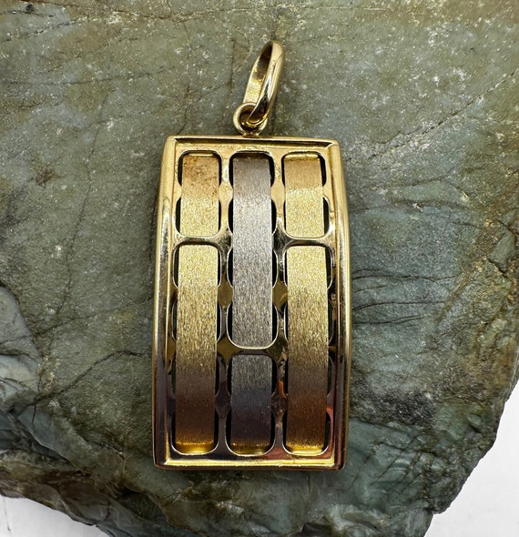 14k Yellow Gold and White Gold Woven Pendant 1.75"