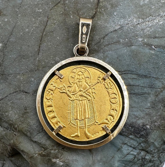 24k Yellow Gold Florin Fiorino Italy Coin set in … - image 3