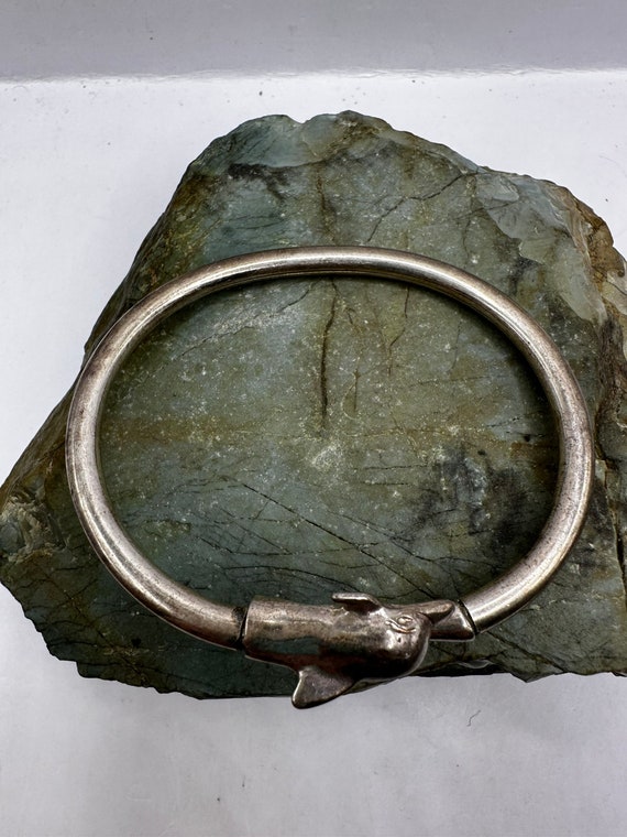 Bracelet Vintage Argent Avec Têtes De Dauphins - Bijou Ancien Et Symbolique