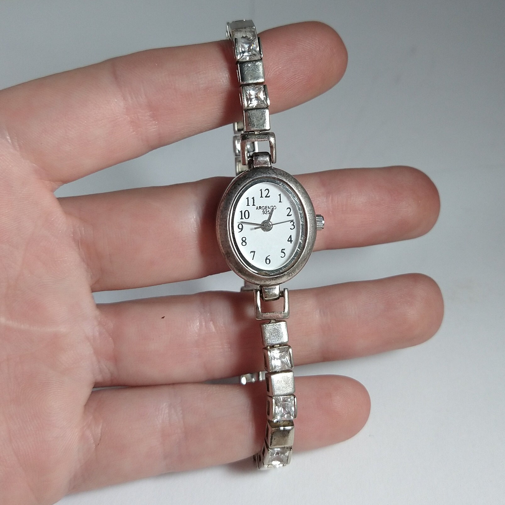 Reloj de pulsera ajustable Sterling Argento Solid Silver CZ Accents 7 a 7.5  Italia Oval Face -  España