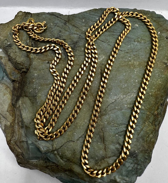 18k Yellow Gold 3mm Cuban Link Curb Chain Necklace