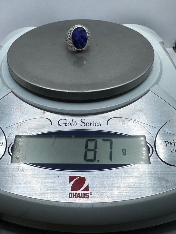 Blue Sapphire Oval Statement Ring Sterling Silver… - image 8