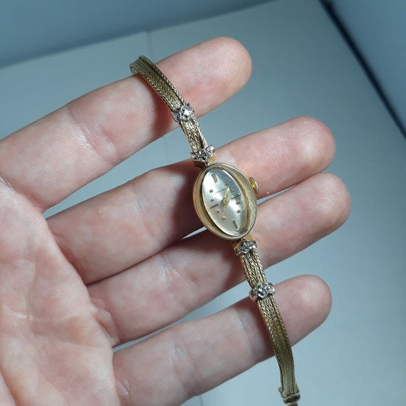 14K Diamond Longines Vintage Wrist Watch Ladies 1… - image 4