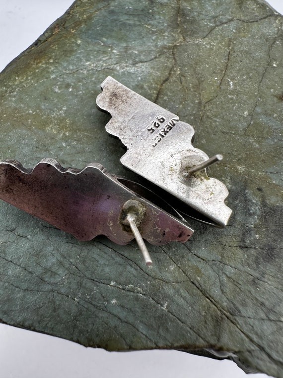 Sterling Silver Geometric Shape Stud Earrings 1.2… - image 3