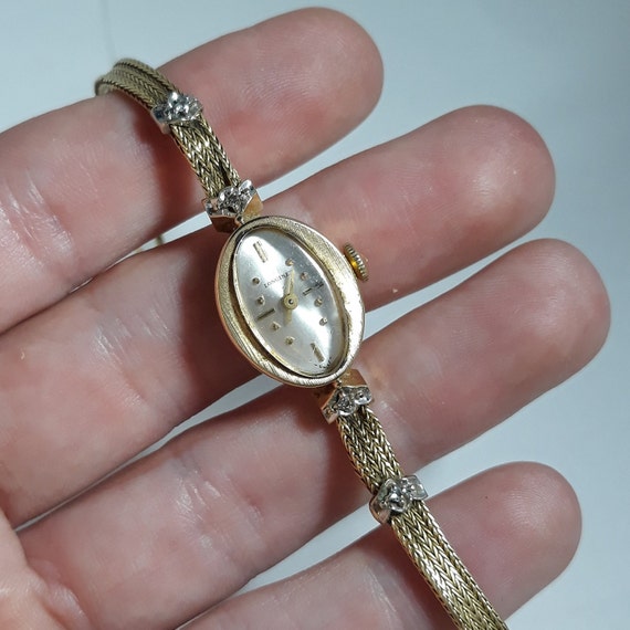 14K Diamond Longines Vintage Wrist Watch Ladies 1… - image 3