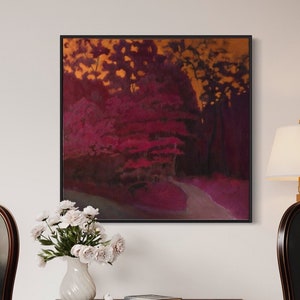 Marsala Gold Leaf Abstrakcja, Obraz Duży, Różowo-Fioletowy Sztuka Ścienna na Płótnie Ręcznie Robiony Obraz Sztuki Złoto w Biurze