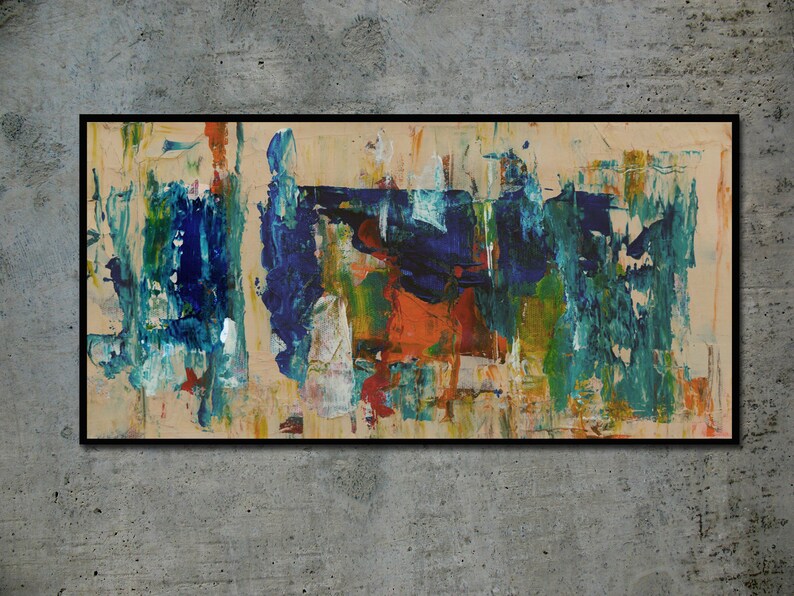 Long Narrow Painting Bold Stokes Abstract Art Canvas Large Etsy
