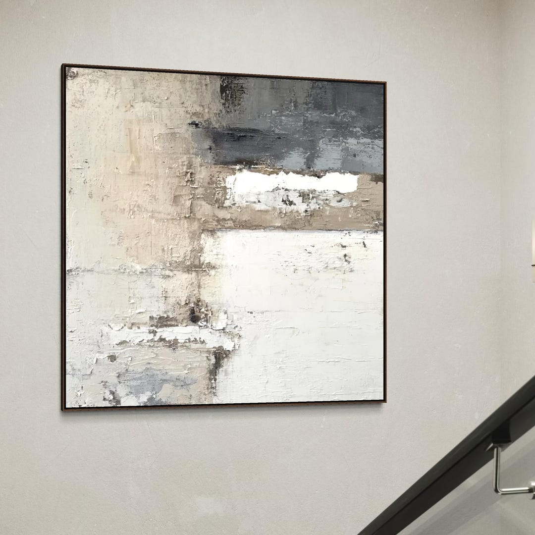 Textured Japandi Abstract Painting, Beige Gray Wabi Sabi Wall Art - Etsy