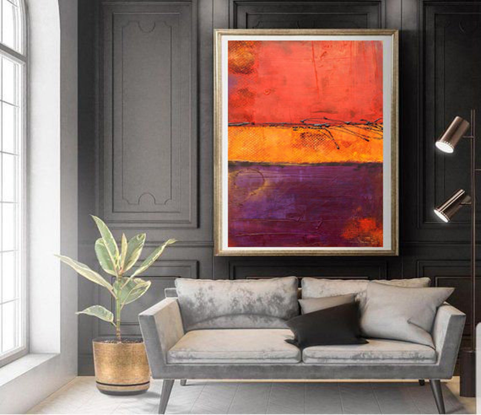 Abstract Purple Abstract Wall Art Original Wall Art Lake Etsy