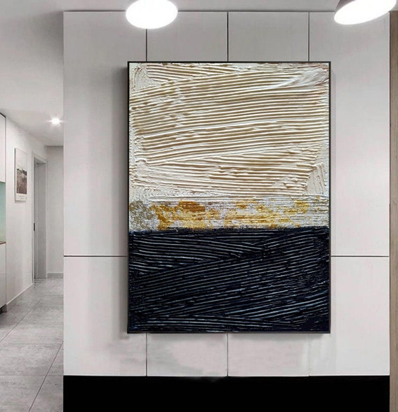 Textured wall art Textured painting Black and white abstract Etsy