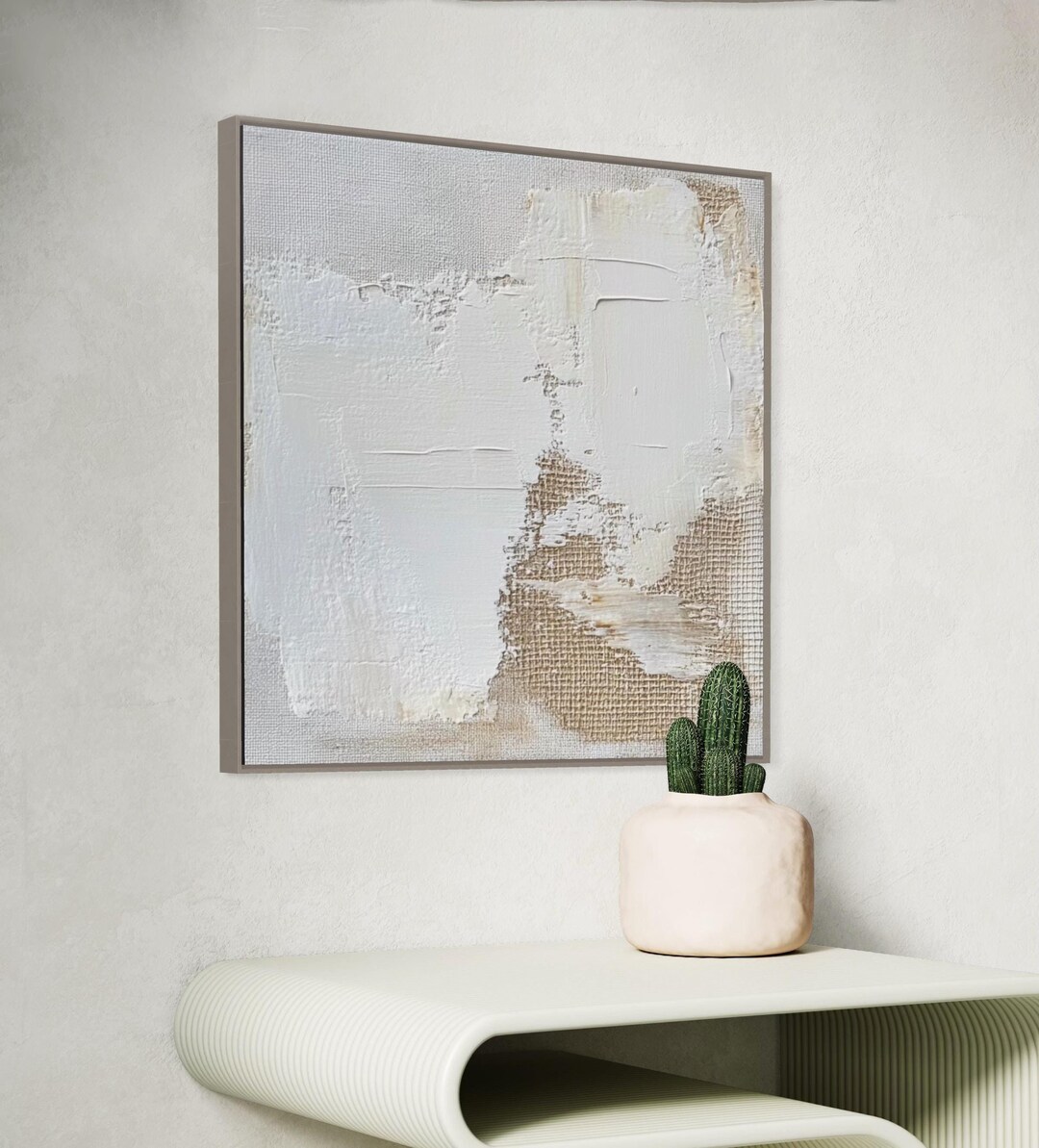 Wabi Sabi Wall Art, Textured Textile White Beige Painting - Etsy