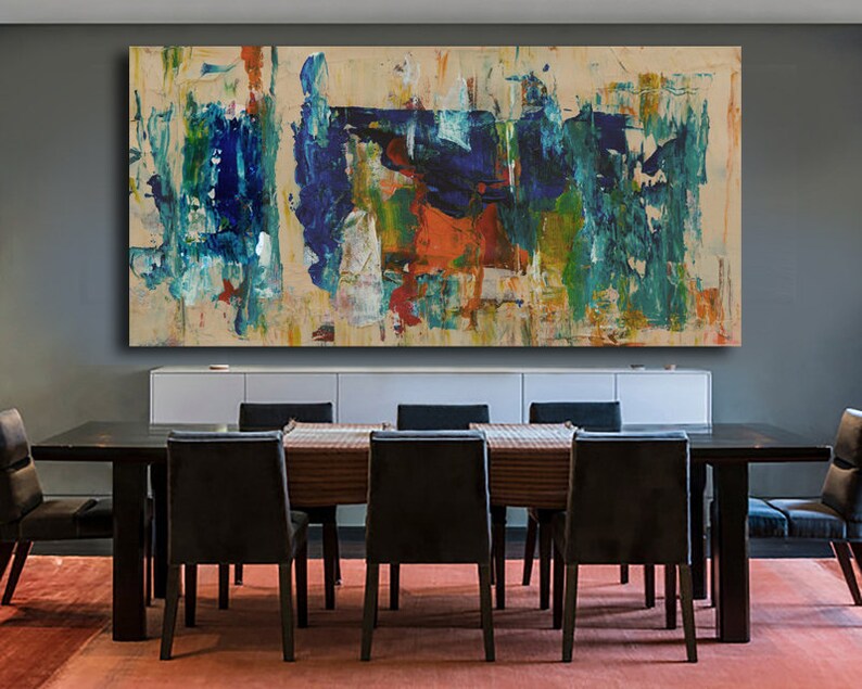 Long Narrow Painting Bold Stokes Abstract Art Canvas Large Etsy