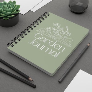 Garden Journal Spiral Notebook -- Mint Green Notebook, Gardeners Journal, Flower Seed Log Book, Gardeners Gift, Gift for Mom, 5 x 7
