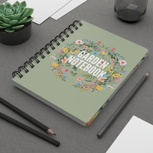 Floral Garden Journal Spiral Notebook -- Gardener Floral Notebook, Gardeners Journal, Flower Log Book, Gardeners Gift, 5 x 7