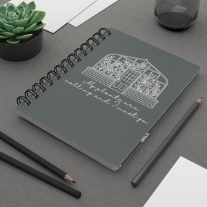 Garden Greenhouse Journal Spiral Notebook -- Gray Notebook, Gardeners Journal, Flower Seed Log Book, Gardeners Gift, Gift for Mom, 5&quot; x 7&quot;